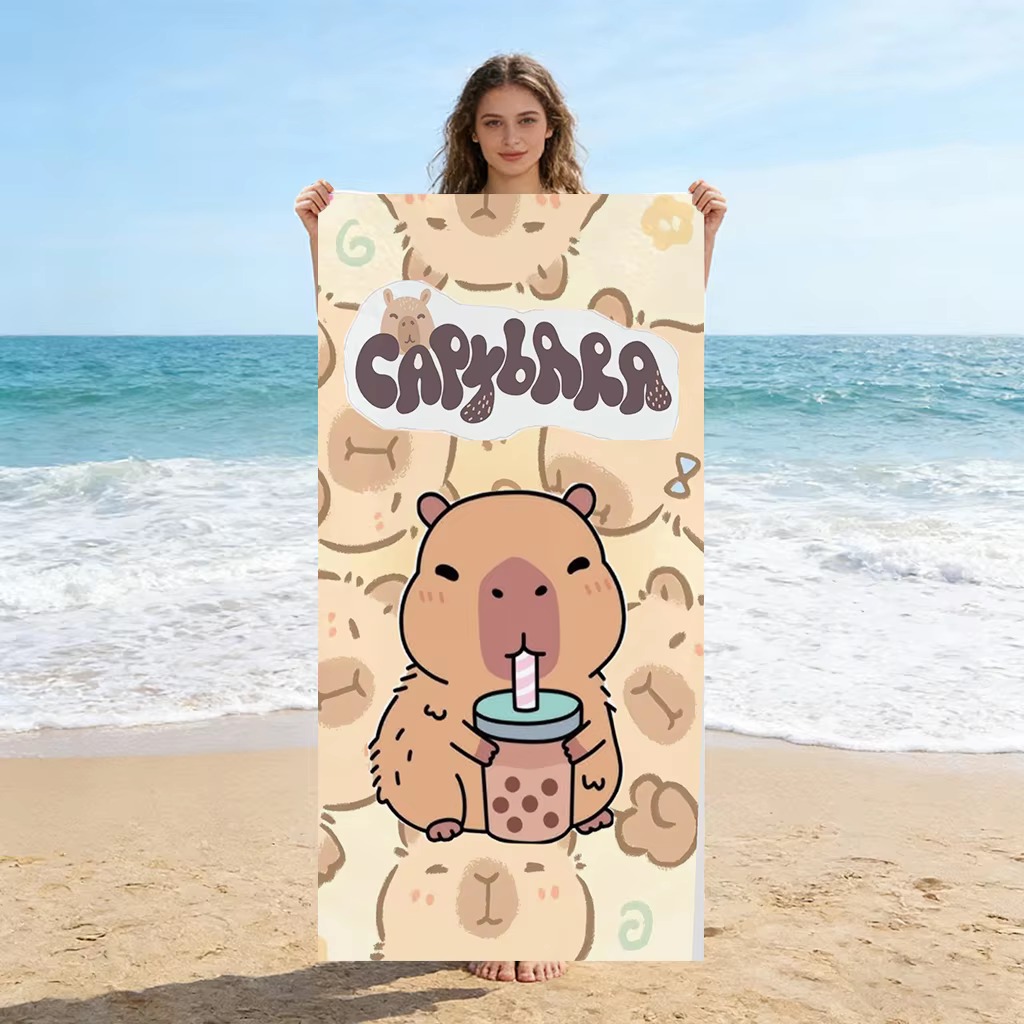Towel Small Sport - Ręcznik plażowy szybkoschnący z motywem kapybary,