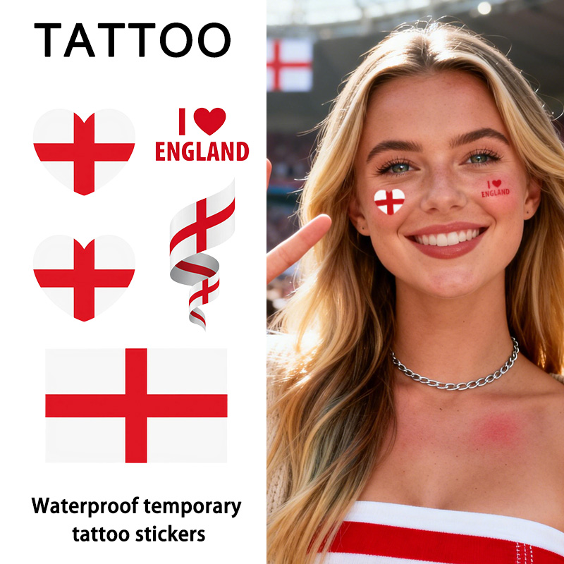 Badminton England - Naklejka tatuaż tymczasowy z flagą Anglii,